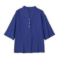 Bluza s rukavima plus veličina tunička haljina gornja labava fit flared tee teniska majica za žene plavi