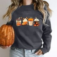 WHLBF Dukseri za žene Halloween ženska casual seksi modna tiskana pulover dugih rukava s dugim pulovernim