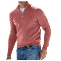 Muški povremeni klasični patentni zatvarač visoki vrat čvrste boje tanki višebojni pulover