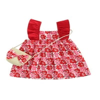 Sunsery Toddler Baby Girl Ljetna haljina cvijeća ruffle bez rukava s rukavima + luk slamna križna torba