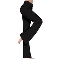 Ženske hlače visokog struka Yoga Wide noga vježbajte teretanu Duksevi Ležerne labave pantalone, ljubičasta,