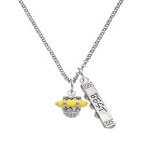 Delight nakit Silvertone Crystal Yellow Spinner Silvertone Najbolji prijatelji Forever Bar Charm ogrlica, 23
