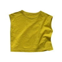 Košulje za tinejdžerske djevojke dječja dječaka i djevojke Ljetni okrugli vrat bez rukava s punim bojama vrhunskog kućnog trošenja za 12 mjeseci