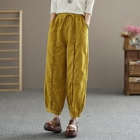Ženske hlače Ljeto pamučne posteljine kapri hlače visoke strukske vučne pantalone za noge Udobne salone