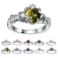 Anvazise Hollow Noble bakar za angažman prsten zadržavajući srce za žene vjenčani nakit akumulatori Royal Blue US 10