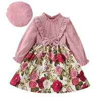 Djeca dječja dječja dječja djevojaka Outfit set dugi ruffled rukavi patchwork cvjetni print princeza