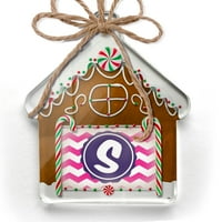 Ornament tiskani jedno oboren monogram Spink Purple Chevron Božić Neonblond