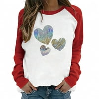 Raglan dugih rukava za dnevne košulje za žene Slatko ljubavno srce Grafički grafički posavi Lagani pulover