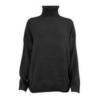 Kpoplk Ženska Plus Plus Veličina Tortleneck vrhovi pulover pulover pulover, crna, m