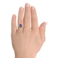 Dijamant i ametist prsten u 14K žutom zlatnom boju kamen rođenog prstena