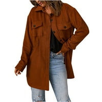 Ženska prevelika jakna za spajanje Trendi dugih rukava prema gore flanel majica zimski vuneni mješavi