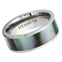 Muškarci Žene Udobnost Fit Titanium Vjenčani trake cijevi Crni gradijent Abalone Inlay Titanium prsten