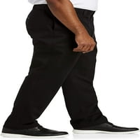 Big i visoke osnove DXL muških pantalona s ravnom prednjem zamućenju, crna, 54W 30L