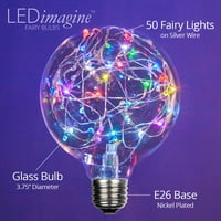 LEDIMAGINE G Fairy žarulja, višebojna boja LED dioda unutar, čista staklena završna obrada, E baza