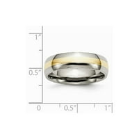 Titanijum 14k zlatni otvor polirani prsten za bend - veličina 7.5