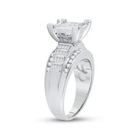 Sterling srebrni princezonski dijamantski kvadratni prsten za brisanje za brisanje CTTW
