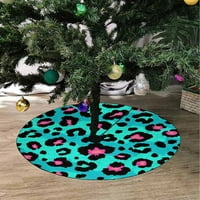 Leopard Skin Blue Pink Xmas Christmas Drvo suknje Mat za odmor za odmor Ukras na otvorenom