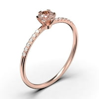 Stillling minimalističke 0. Carat Classic Round Cut morgatit i dijamantni moissanite pristupačni zaručnički prsten, vjenčani prsten u srebru s 18k ružičastog zlata, poklon za nju