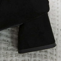 Ženske srednje čizme za gležnjeve čvrste boje Chunkdy pete Srednje potpetice uperene na modne kratke čizme crne boje