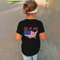 Ljetni mali dječaci Djevojke kratkih rukava Dan Neovisnosti Pismo Ispiši majica Crni 140