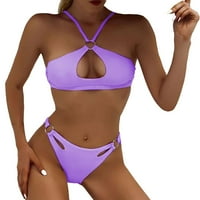 Žene Dvije kupaćim kostima Snimka čiste boje visoki struk Split Bikini bikini kupaći odijela