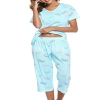 Ženska odjeća s vučom V vrat kratki rukav pidžami setovi široki lounge za noge Postavi kućna odjeća