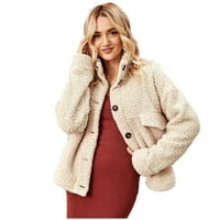 Ženska zimska jakna - zimske tipke Čvrsti dugi rukav topli plišani vrhovi kaput jakna Khaki XL