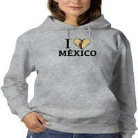 Love Mexico, Burrito Hoodie Women -sMartPrints Dizajn, ženska X-velika