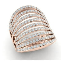 Originalni 1.5ctw okrugli rez dijamantski fantastični široki višeredni vjenčani prsten za vjenčanicu, svadbeni godišnjica čvrsta 14k zlatni GH si2
