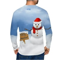 Muškarci Casual Božićni košulje za okrugle izreke Prevelike FIT 3D Snowman Print Dugi rukav pulover