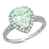 2.38ct kruška zelena simulirana dijamant 18k Bijelo zlato Graviranje izjava bridalna godišnjica Angažman