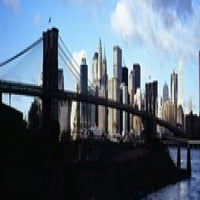 Neboderi na rivi, Brooklyn Bridge, East River, Manhattan, New York City, New York, Država Poster Print