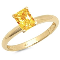 1ct smaragdni rez žuti prirodni citrinski 14K žuti zlatni graviranje izjava godišnjica Angažovanost vjenčanog pasijansa Veličina prstena 8,75