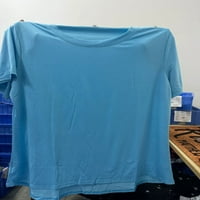 Cleance Womens Ljetni vrhovi kratki rukav casual bluza Čvrsta žena modna bluza za posadu, plava, xl