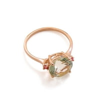 Yotreasure 3. CT Zeleni ametist Čvrsti 10K ružičasti zlatni prsten nakit