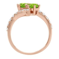 1.98ct okrugli rez Zeleni prirodni peridot 18K ruže zlatni godišnjica ružičastog angažovanog prstena