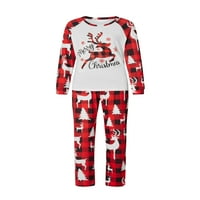 Božićna porodica Pajamas Podudarni set Elk Print Dugih rukava i crvene pletene hlače za spavanje roditelja