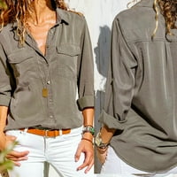 Košulje za žene Čvrsti dugi rukav Isključite dugme za ovratnike Dugme, dame na vrhu i bluze