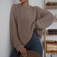Cuhas ženske modne džempere za žene plus veličine casual solid color okrugli vrat dugih rukava Pleteo