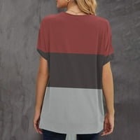 Clearsance Ljetna majica za žene plus veličine prugaste kratki rukav patchwork casual tees labava bluza