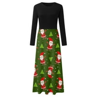 Jesenske haljine za žene Trendy Maxi dugih rukava za božićnu kolekciju za kolekciju tiska Slim haljina zelena xl