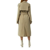 Ženski dvostruki grudi dugački kaput Klasični reverski kaput vodootporna duga jakna sa pojasom