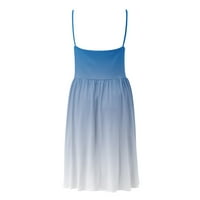 Ljetne haljine za žene dužine koljena bez rukava haljina od sunca s punim V-izrezom plave s