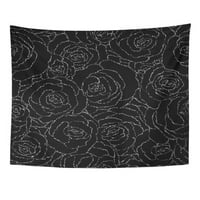 Silver Roses Silhouette Cvijet koji se sastoji od šljokica Glamour Sjajna zidna umjetnost Viseća tapiserija