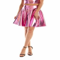 Žene Shiny Metallic Neon suknja Mini planene suknje PVC kože A-line Skater suknja noćna odjeća