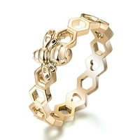Alextreme luksuzni medeni prstenovi šuplji saće prstenovi za žene djevojke nakit poklon za rođendan