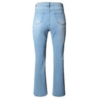 Cethrio Womens Jeans Classic- Visoko struk Modne ležerne prilike plave žene Duge hlače veličine 2xl