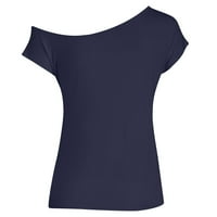 Black Majica Ženske osnove Ženske košulje dame Ležerne prilike za ramena Čvrsta boja Nepravilna gornja