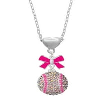 Delight nakit Silvertone Veliki super sjaj kristalno ružičasta AB softball vruće ružičasta luk ogrlica