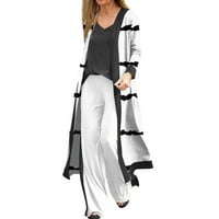 Tking Fashion Womens Cardigan Lagana otvorena prednja Ležerna Ležerna Duga rukava Retro Print dugi jakni